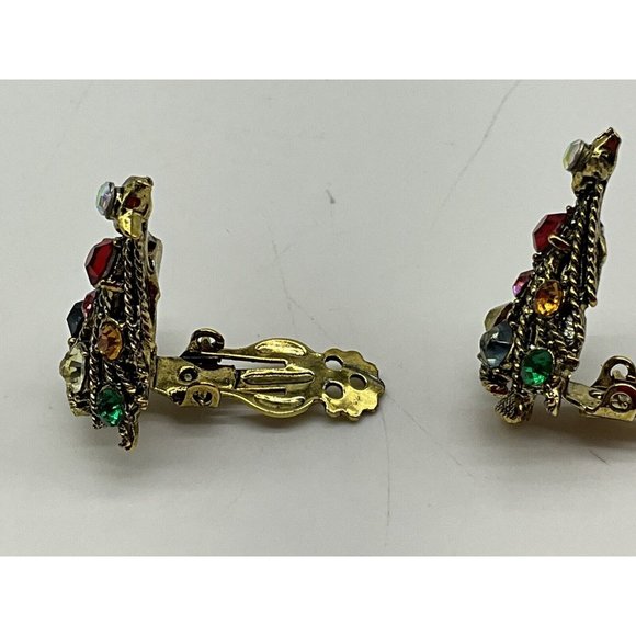 Hollycraft Vintage Christmas Tree Pin w/Matching Clip Earrings MCM Collectible - Picture 10 of 16